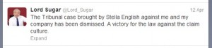 Lord Sugar Tweet